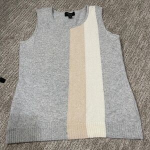 Gray and Cream Sleeveless Sweater